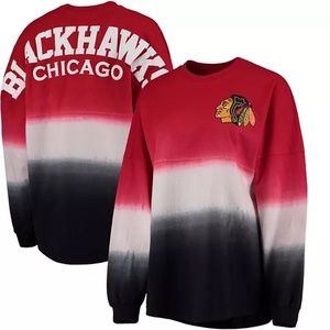 Women's Fanatics Red/Black Chicago Blackhawks Ombre Spirit Jersey Long M